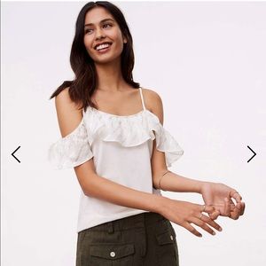 NWT LOFT shimmer stripe cold shoulder cami